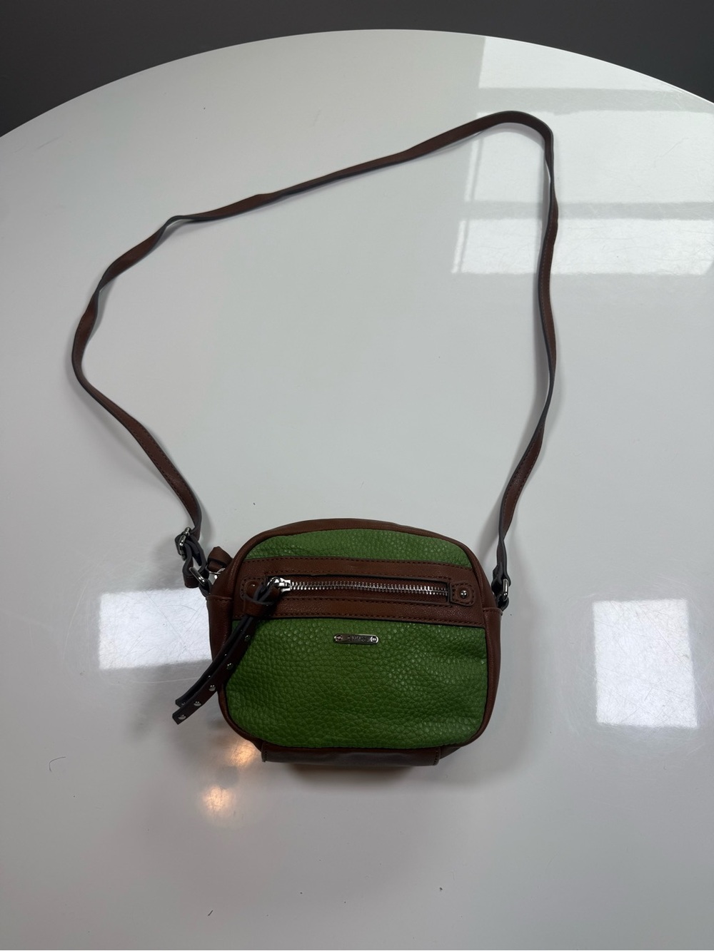 Chaps Small Green and Brown Crossbody Purse